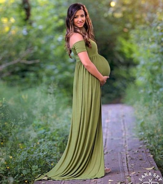 

maternity dresses pography props fancy pregnant clothes maxi stretch cotton dress, White