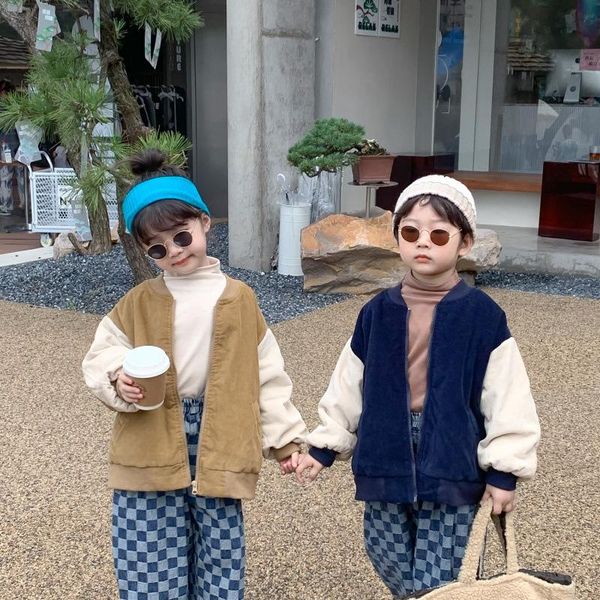 

jackets boys girls corduroy jacket winter children autumn coat large size children's clothing fashion korean kids oversize, Blue;gray