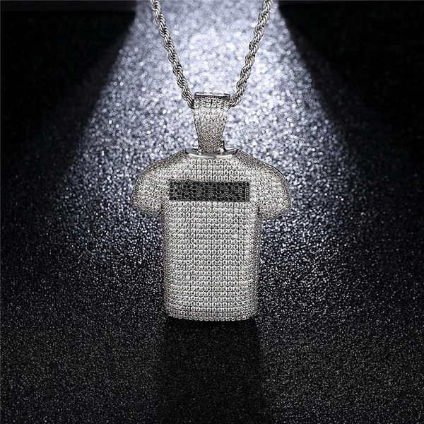 

iced out baddest jersey pendant necklace cubic zircon hip hop rock jewelry for men gift drop necklaces, Silver
