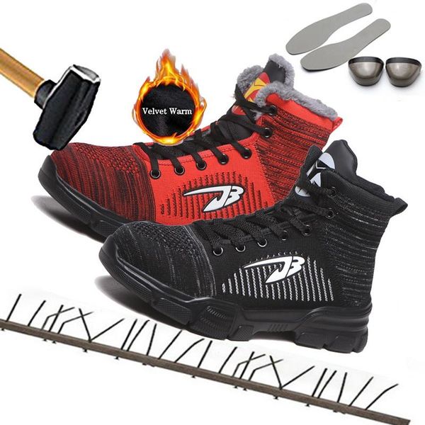 

boots safety work shoes for men indestructible steel toe cap working security big size 48, Black