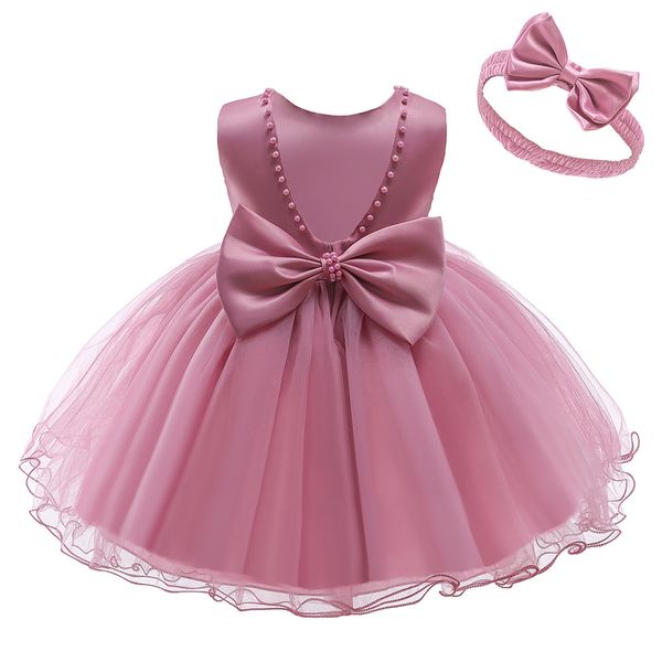 

premium 70% off new girls' dress bow middle children's princess, White