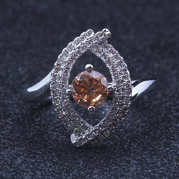 

wedding rings female champagne zircon ring silver colour promise engagement for women crystal fashion jewelry j179, Slivery;golden