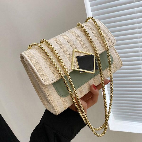 

summer linen flap crossbody shoulder bag for women 2021 female chain handbags and purse trendy travel messenger cross body