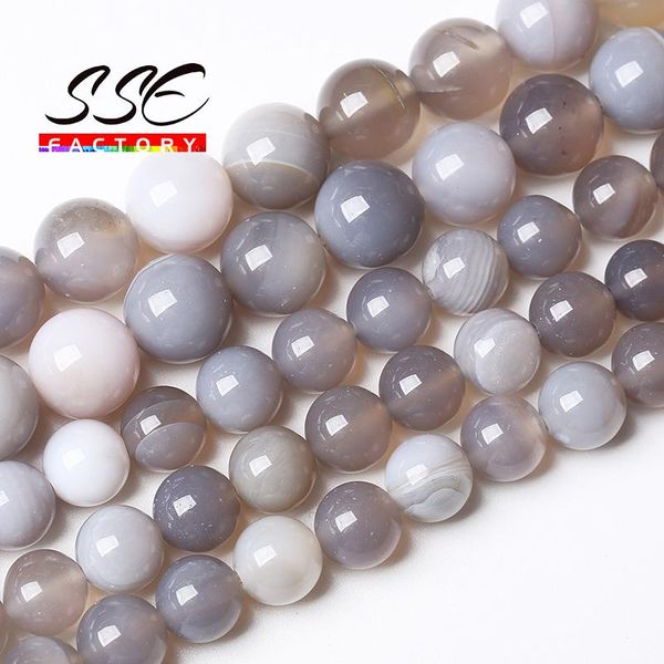 

other natural gray agates beads smooth striped round loose for jewelry making diy bracelet necklace handmade 4 6 8 10 12mm 15"