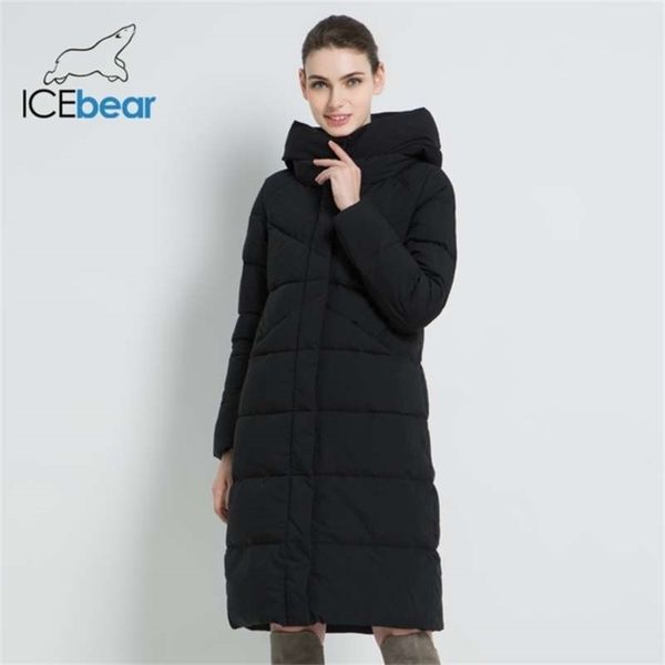 

women's fashion brand parka winter jacket simple cuff design windproof warm female coats gwd18150 210927, Black