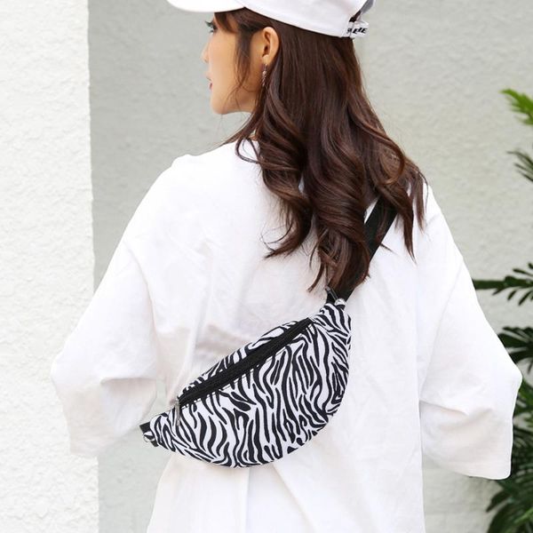 

waist bags ladies butterfly cow zebra printing handbags casual nylon zipper crossbody packs large capacity chest