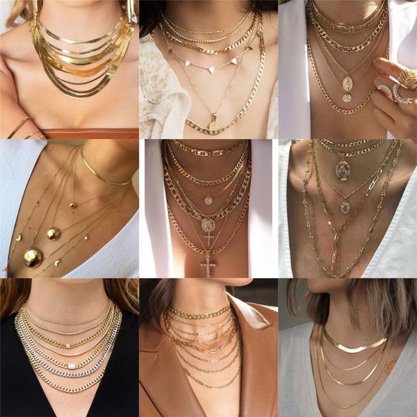 

pendant necklaces boho gold punk geometric snake chain jesus portrait cross necklace for women vintage fashion multilevel choker jewelry, Silver