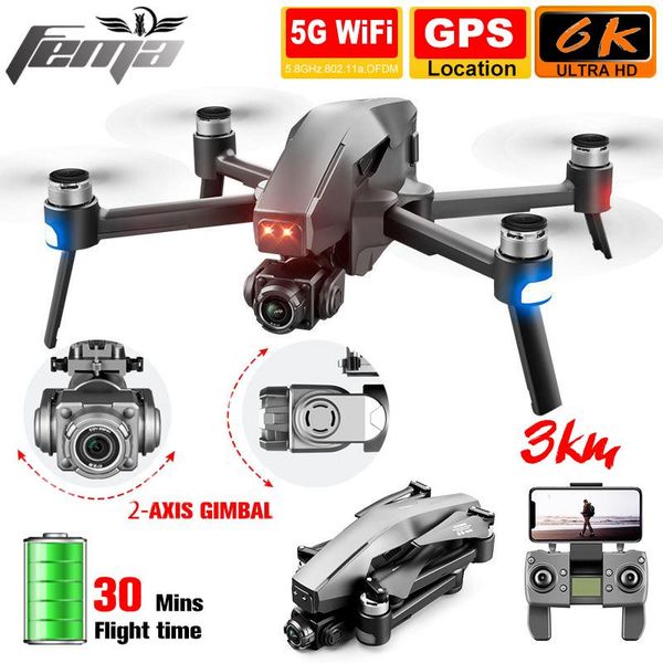 

3km professional gimbal camera drones 6k 4k gps long distance 5g wifi fpv brushless 28mins self stabilization quadcopter dron