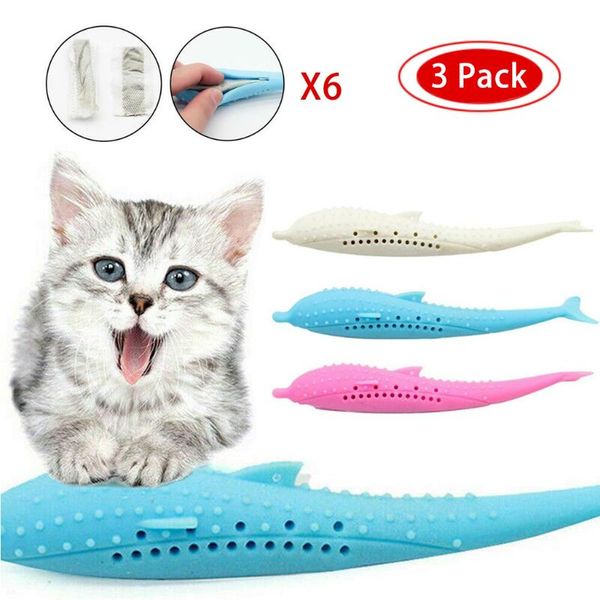 

cat toys soft silicone fish refillable toy pet teether grams 2021 arrival
