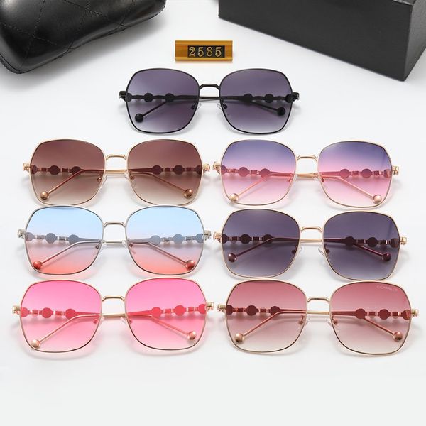 Цельные женские солнцезащитные очки, новейшие простые металлические большие оправы, изысканные жемчужные модифицированные дужки, модные аксессуары, черные, розовые, Ocean col230o