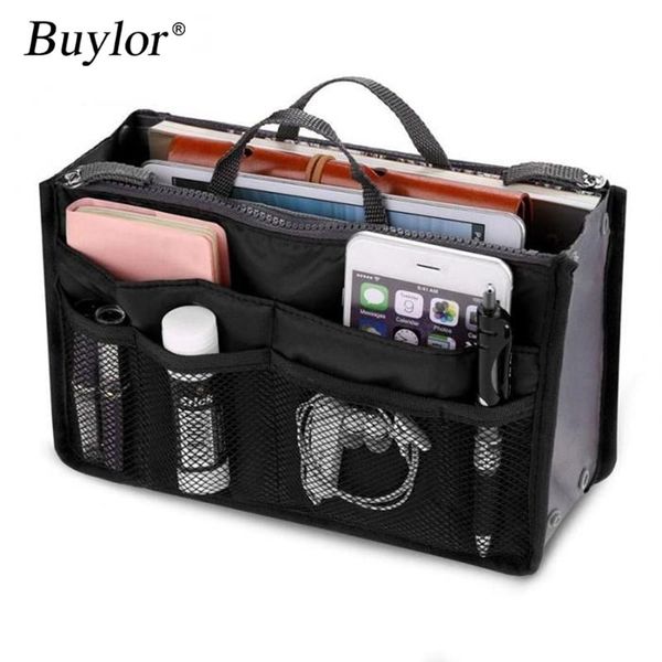 

buylor organizer insert handbag & tote purse large liner tidy bag nylon organizers inside makeup cosmetic for traveling bags cases