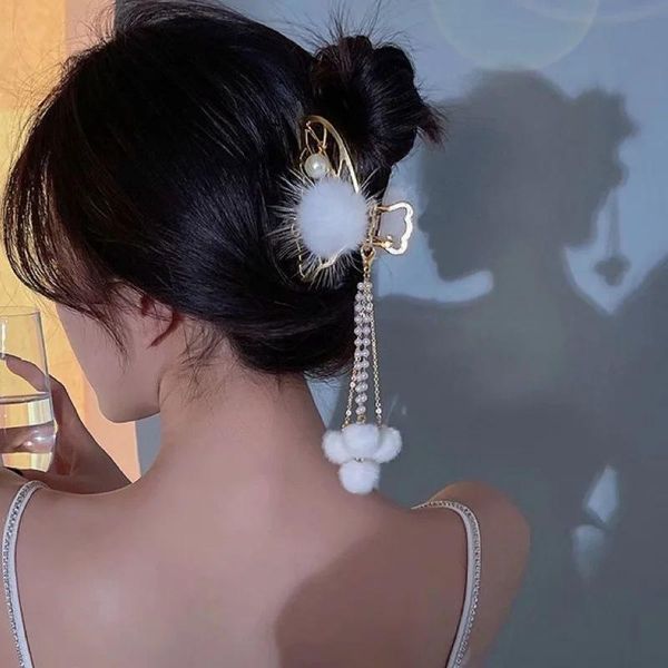 

hair clips & barrettes origin summer ball simulation pearl butterfly clip hairpin vintage tassel charms hairwear cute jewellery for women gi, Golden;silver