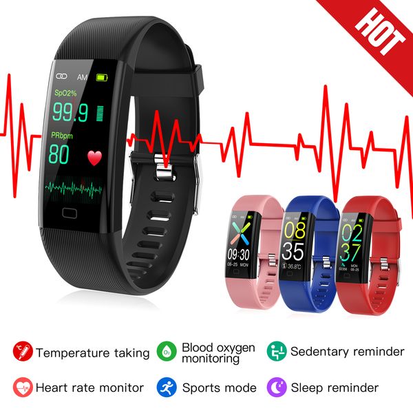 

smart watch fitness trackers heart rate monitor pulse oximeter thermometer blood pressure smart bracelet for iphone xiaomi, Slivery;brown