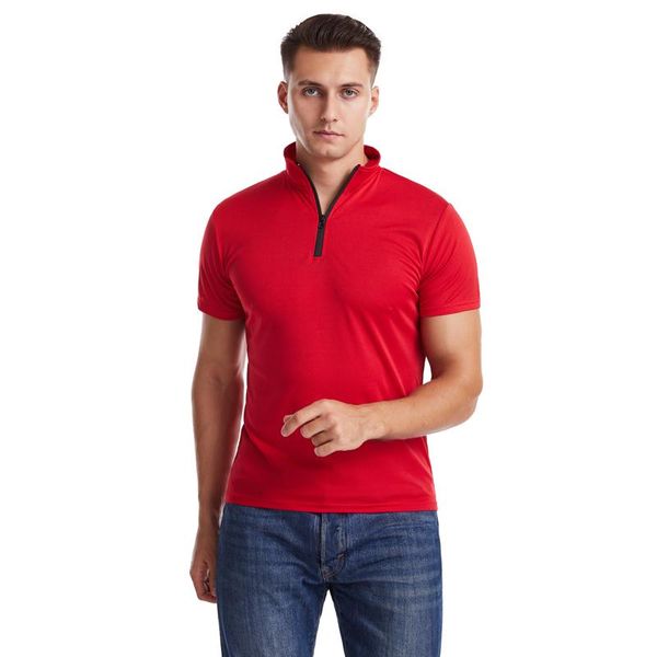 

summer men's short-sleeved t-shirt casual fashion round neck zipper street clothing solid color hip-hop s-xxl t-shirts, White;black