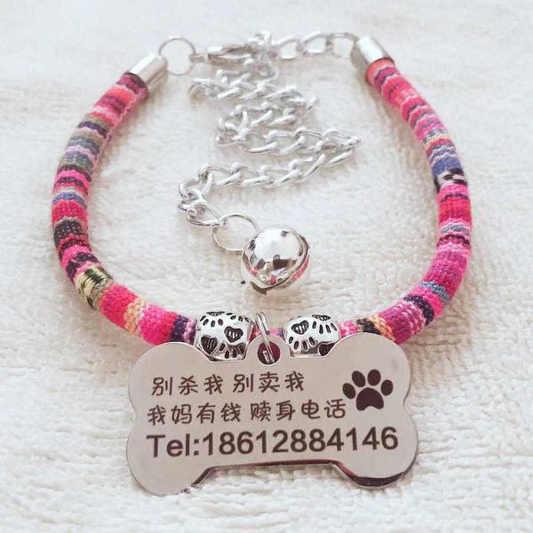 

dog id dog collar bell necklace pet lettering cat teddy tag ew9t