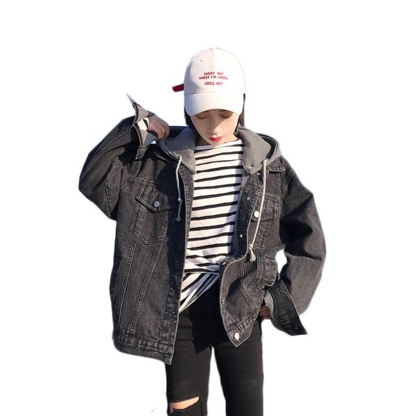 

women's jackets spring autumn women coat large size streetwear jeans korean girl'sloose single breasted jacket j54, Black;brown