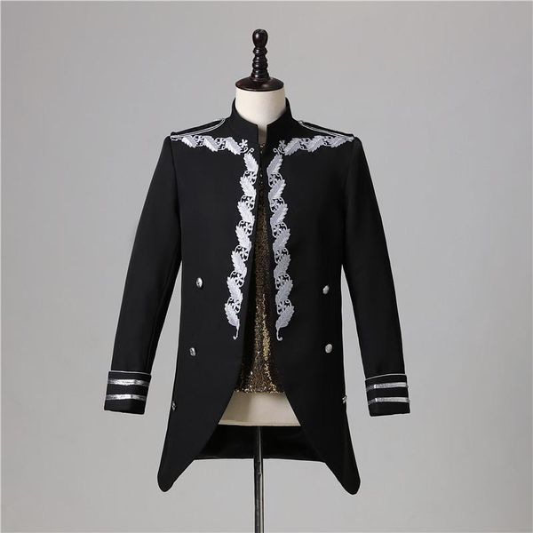 

korean men's group stage coat male singer dancer performance costume magician host dress suits & blazers, White;black