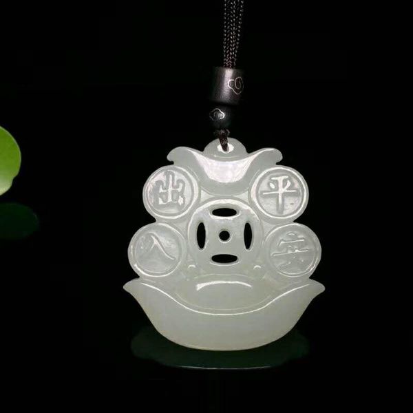

lockets h13#exquisite hetian jade enters the safe car hanging pendant, Silver