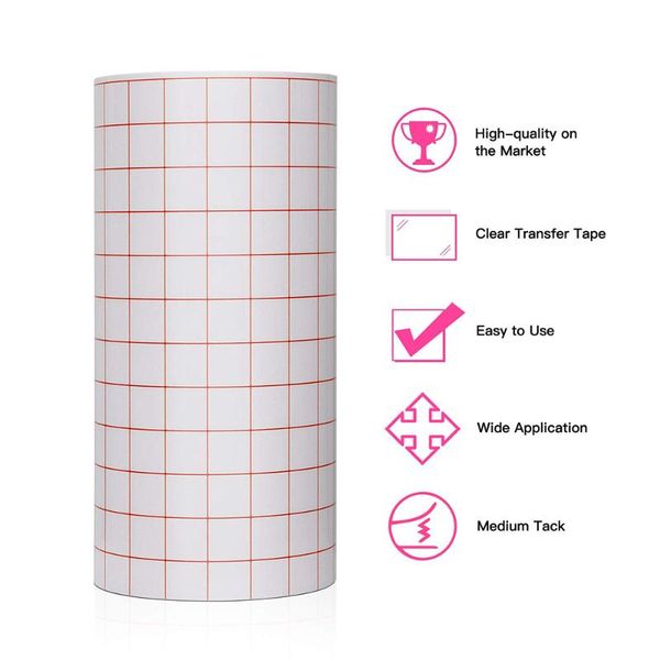 

window stickers adhesive transfer paper tape roll transparent w/red alignment grid mid tack craft decals sheet diy 30*20cm/100cm