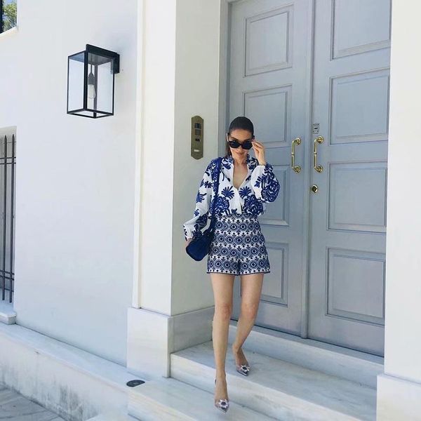 

women's blouses & shirts 2021 women printing v-neck long sleeve casual shirt female vintage street style loose, White