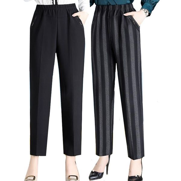 

women's pants & capris mother trousers autumn winter fashion stretch waist women warm thick female large size loose casual 5xl, Black;white