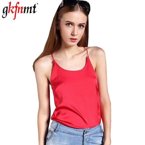 

women's tanks & camis gkfnmt 2021 silk halter women camisole summer style sleeveless tank slim white crop woman roupas femininas