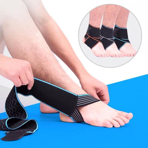 

weaving elastic nylon strap ankle support brace badminton basketball football taekwondo heel protector gym fitness equipment, Blue;black