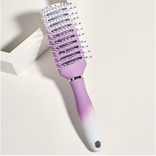 

curved vent hair brush cushion massager comb nylon bristle styling brushes with anti-static rubber pad massage comb1, Silver