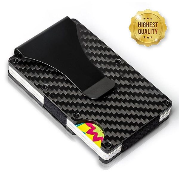 

carbon fiber stainless steel holder wallet minimalist blocking slim metal card anti protect clip for men storage bags