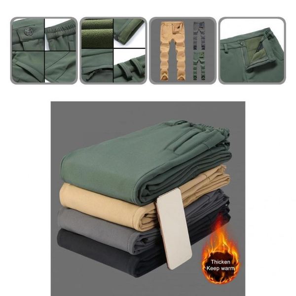 

men's pants terrific winter solid color breathable soft outdoor trousers male, Black