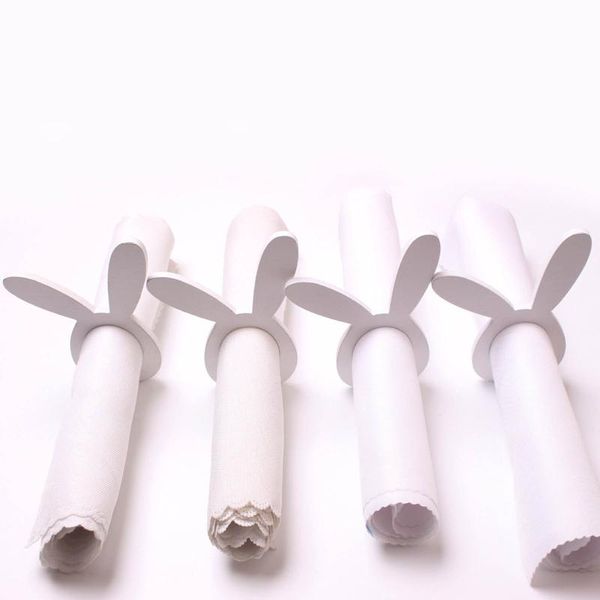 

napkin rings white creative decoration ring wooden handmade ear desktop