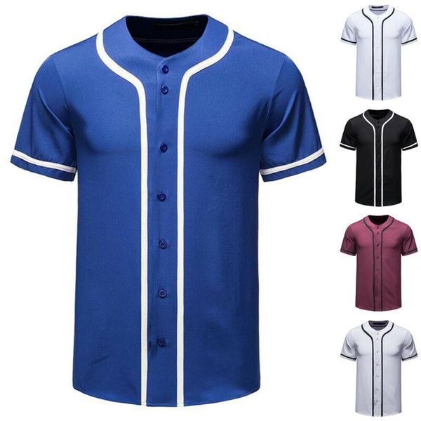 

men's t-shirts men solid baseball t shirt summer short sleeve beach party casual tee shirts, White;black