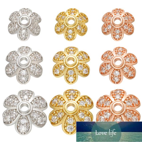 

zhukou cz crystal gold/silver color flower bead caps for jewelry making big/medium/small bead cap findings end caps model:vh20 factory price, Bronze;silver