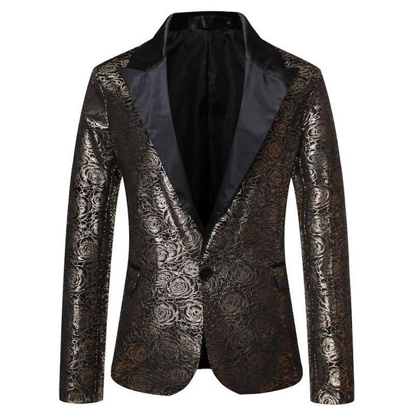 

men's suits & blazers 2021 fashion style suit jacket corduroy rose bronzing wedding host stage banquet dress pierced collar, White;black