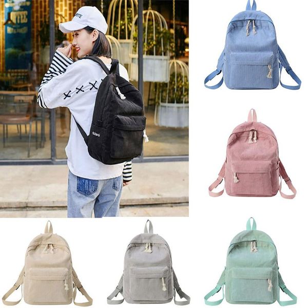 

backpack women's student shoulder bag corduroy fashion casual multifuction for teenager girls #4