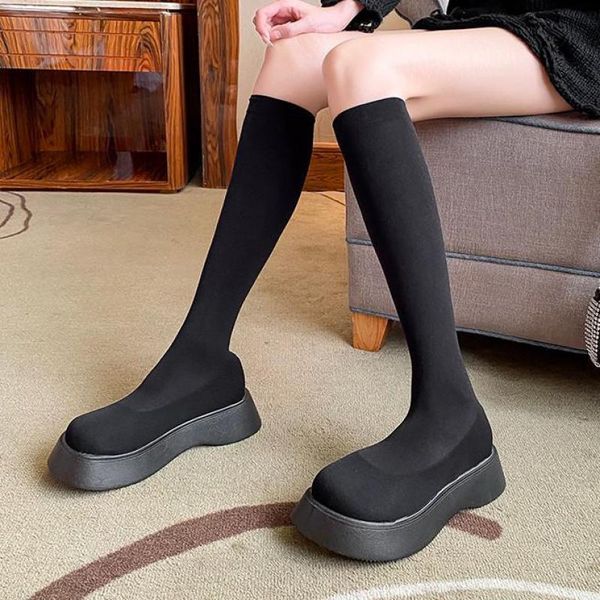 

boots 2022 winter women's wild comfort warm increase non slip wear resistant ytmtloy knee high botines de mujer sexy, Black
