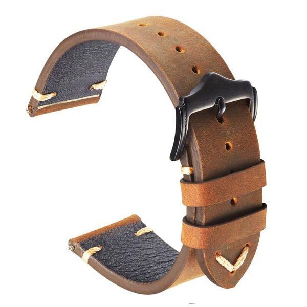 

watch bands leather 20mm 22mm genuine straps soft vintage brown cow-hide bracelet for gear sport, Black;brown