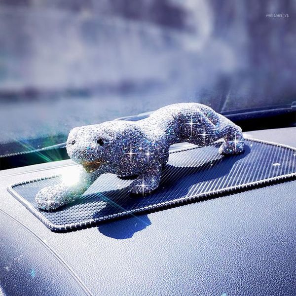 

luxury rhinestone crystal leopard car interior ornament bling animal decoration for dashbord universal1