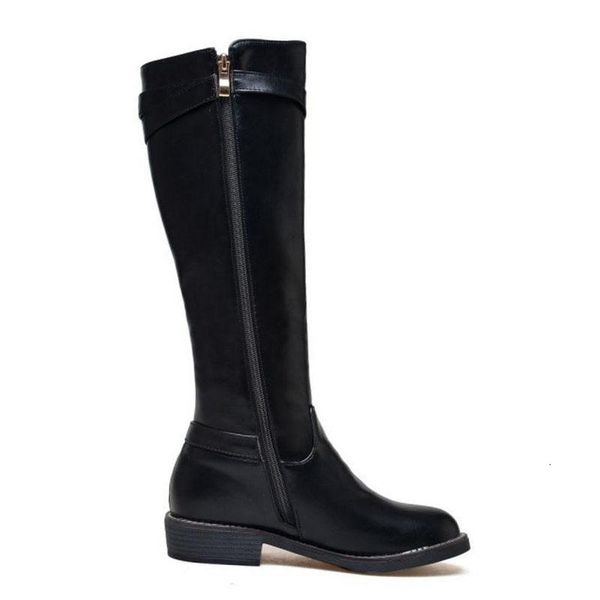 

boots tuyoki size 32-43 women flats metal buckle shoes fur winter knee brand classic warm out motorcycle snow 1zwt, Black