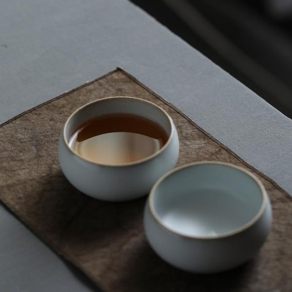 

cups & saucers 100ml round cup chinese retro handmade random texture color glaze high temperature firing ceramic teacup porcelain