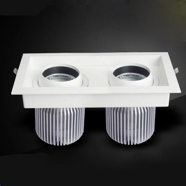 

bulbs fanlive 5pcs/lot double square grille spotlight recessed led cree downlight cob 10w 20w 30w 40w 60w 90w down lamp ac85-265v