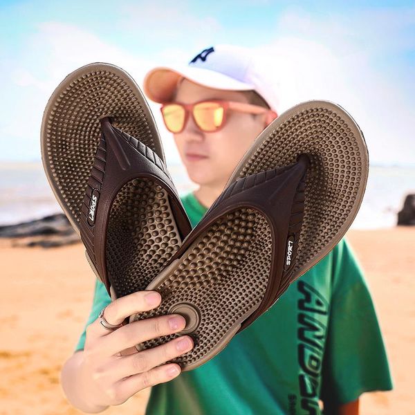 

slippers beach flip-flops summer men massage sandals comfortable casual shoes fashion flip flops sell footwear, Black