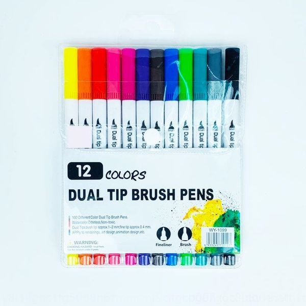 

en3 double head marker marker soft head watercolor art painting pens supplies children's gift painting color penpaintbrush set, Black;red