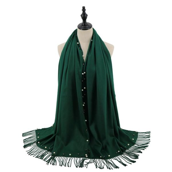 

scarves thick cashmere cotton scarf hijab pearl on four sides bottom tassel women, Blue;gray
