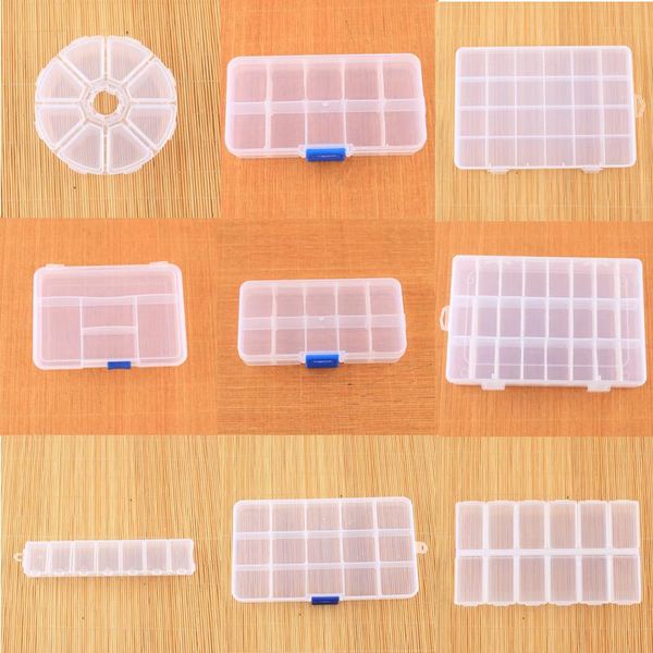 

jewelry pouches, bags adjustable necklace transparent plastic storage box case display holder craft organizer beads container, Pink;blue