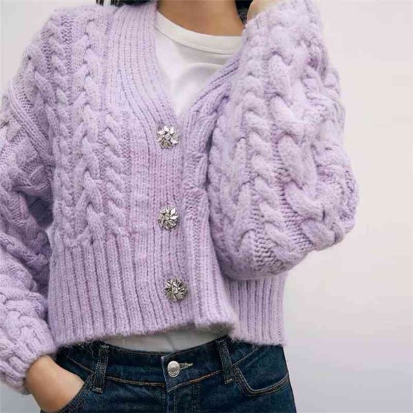 

autumn winter soft knitted za sweater cashmere gemstone button cardigan casual elastic causal female w arm chic outwear 210422, White;black