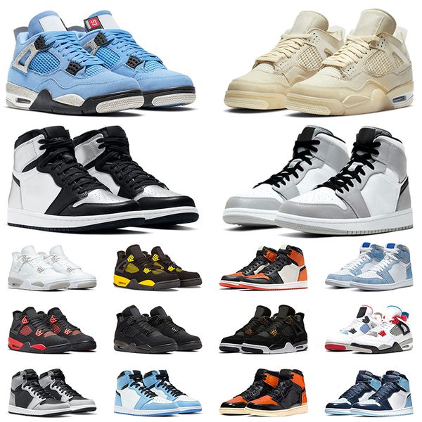 

red metallic bred toe thunder basketball shoes men retro purple women 4s university blue black cat 1s hyper royal men obsidian trainer sport, White;red