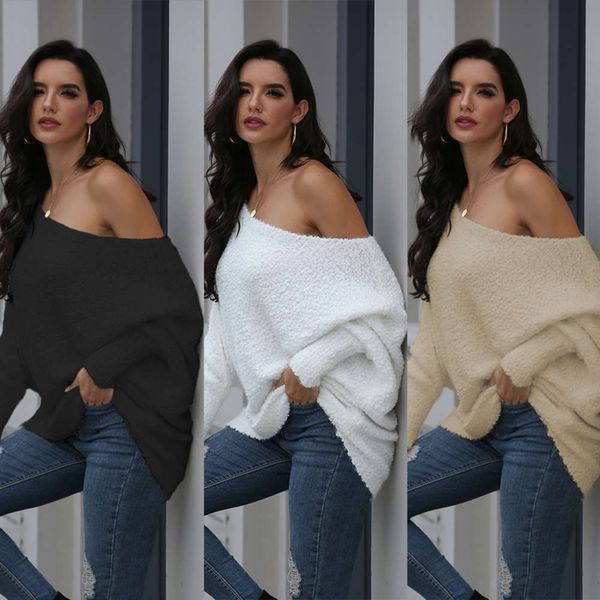 

women's sweaters off shoulder sweater 2021 pullover winter, White;black