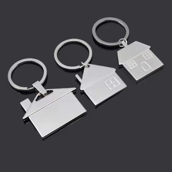 

keychains promotion house shape keychain oem brand metal keyring, Silver