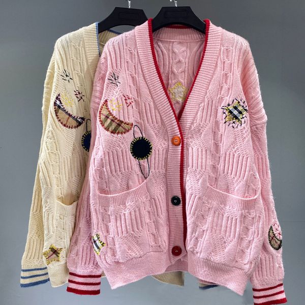 

women's sweaters knitted jacket, long sleeve jacket nice embroidery xxvp, White;black